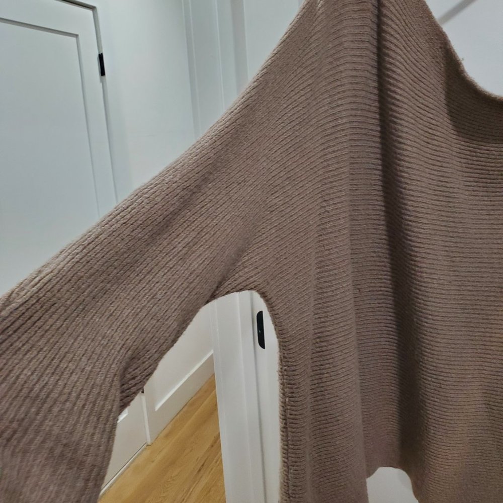 Treasure & Bond Rib Boat Neck Sweater, Color: Brown, Size: 2X off-th-shoulder - Picture 5 of 6